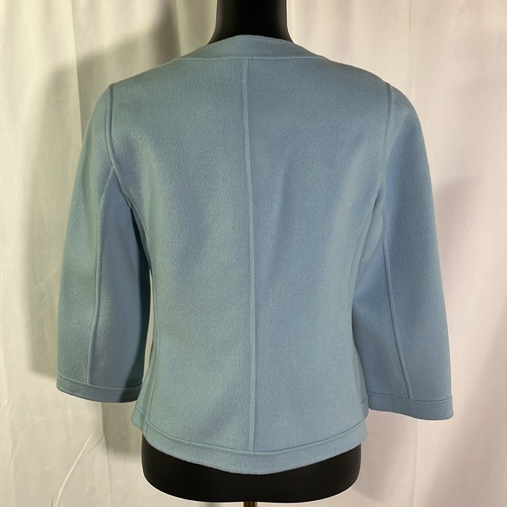NWT Talbots Pastel Blue Ruffle Front Grace Fit Wool Jacket - Picture 3 of 16